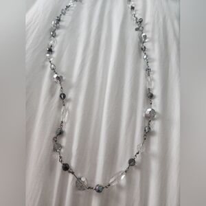 Elegant Silver and Clear Beaded Necklace